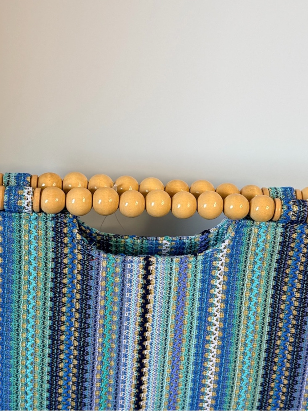 Savannah Blue & Aqua Striped Beaded-Handle Clutch - Picture 3 of 9